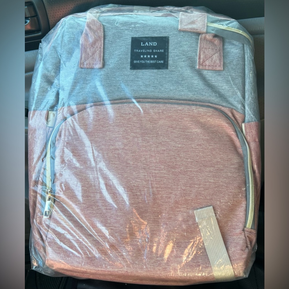 LAND Traveling Share Diaper Bag Backpack Pink/Gray